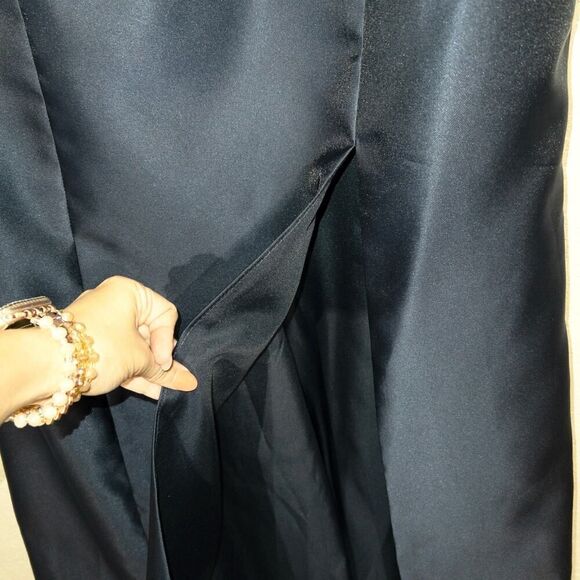 NWT Alfred Sung Midnight Navy Spaghetti Strap Mermaid Dress Size 18 - Picture 5 of 10